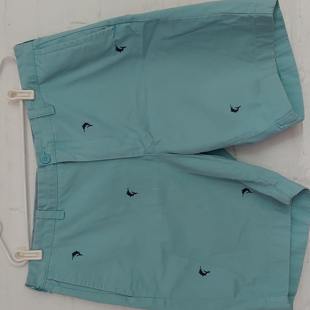 Men's J .Crew shorts, Size 38, Aqua color with dark blue sailfish